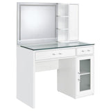 Flora White High Gloss 2-drawer Vanity Set with LED Mirror