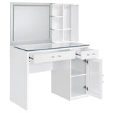 Flora White High Gloss 2-drawer Vanity Set with LED Mirror
