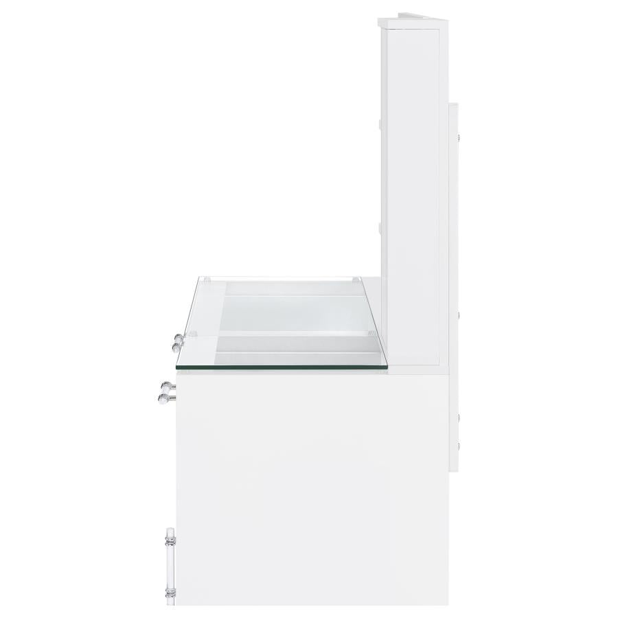 Flora White High Gloss 2-drawer Vanity Set with LED Mirror