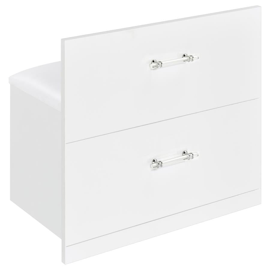 Flora White High Gloss 2-drawer Vanity Set with LED Mirror