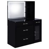 Flora Black High Gloss 2-drawer Vanity Set with LED Mirror