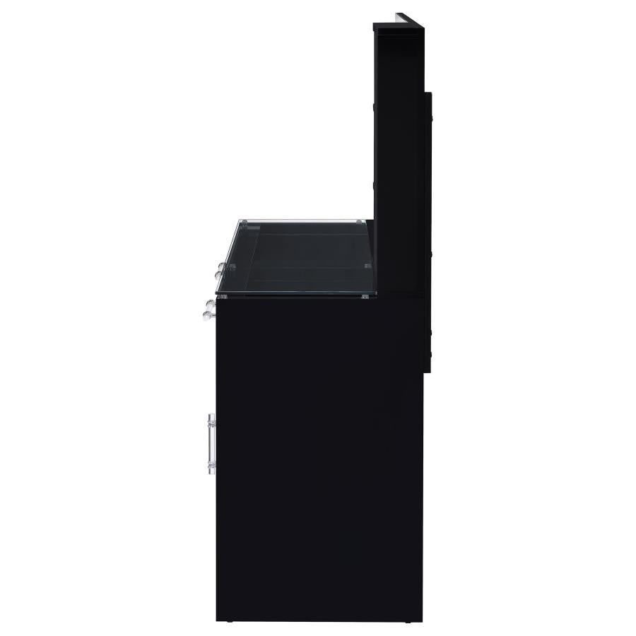 Flora Black High Gloss 2-drawer Vanity Set with LED Mirror