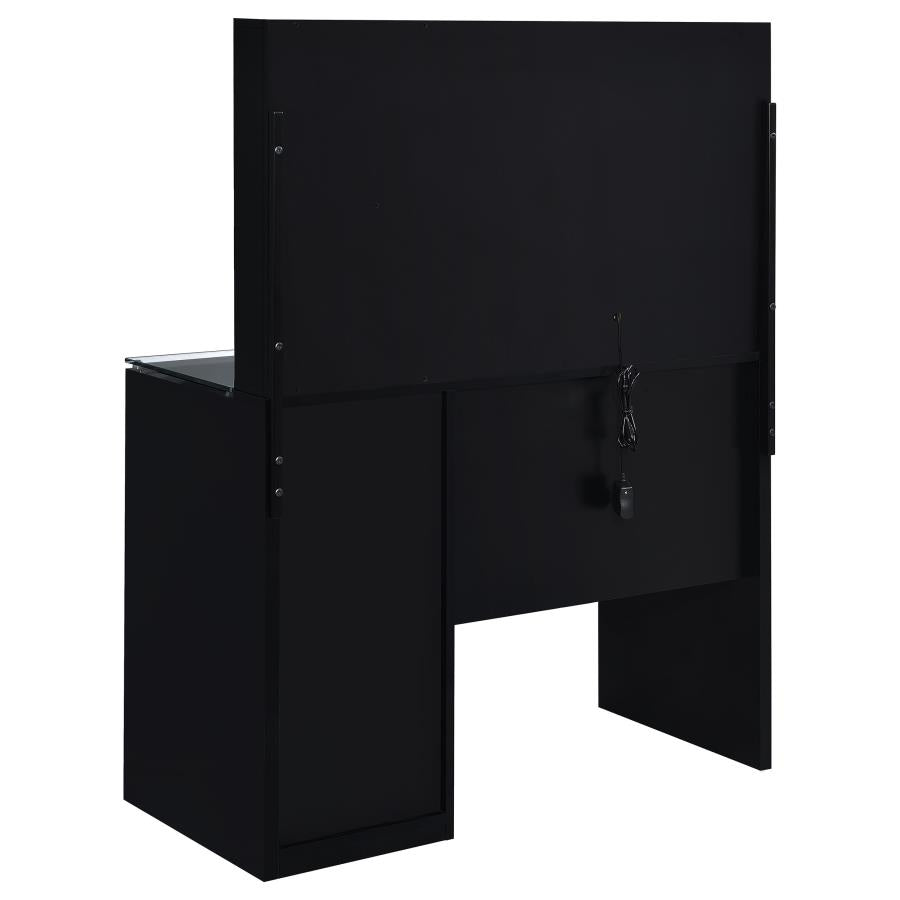 Flora Black High Gloss 2-drawer Vanity Set with LED Mirror
