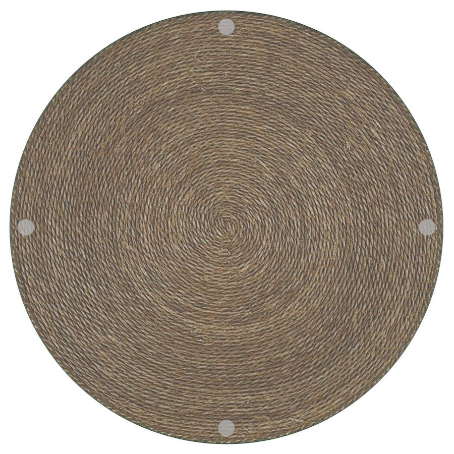 Halden Light Brown Round Woven Seagrass Accent Side Table