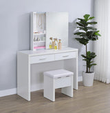 Bunbury White Makeup Vanity Table Set Storage Mirror and Stool