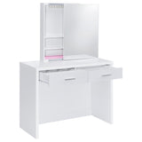 Bunbury White Makeup Vanity Table Set Storage Mirror and Stool
