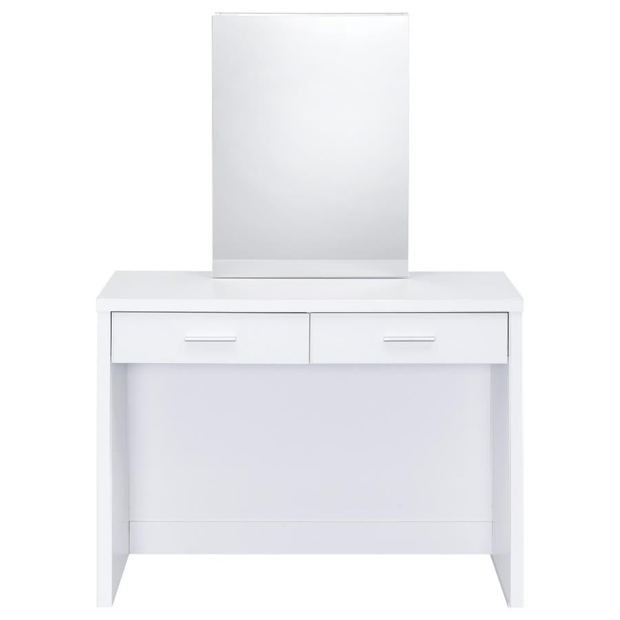 Bunbury White Makeup Vanity Table Set Storage Mirror and Stool
