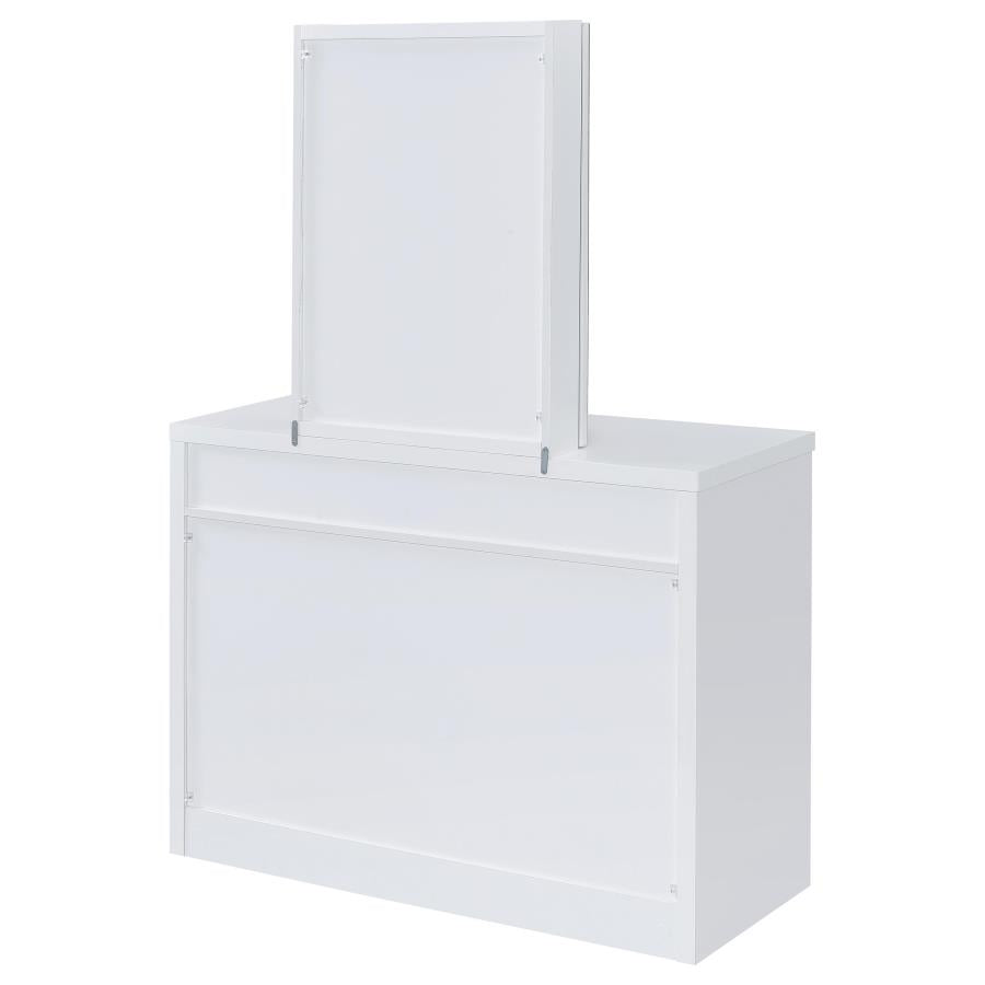 Bunbury White Makeup Vanity Table Set Storage Mirror and Stool