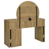 Irwin Rustic Oak Vanity Table With Led Mirror And Storage by Coaster at Eve Furniture