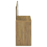 Irwin Rustic Oak Vanity Table With Led Mirror And Storage by Coaster at Eve Furniture