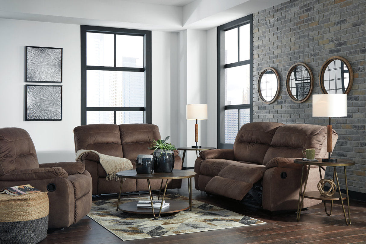 Bolzano Coffee Reclining Sofa and Loveseat with Recliner