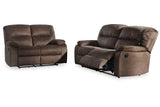 Bolzano Coffee Reclining Sofa and Loveseat