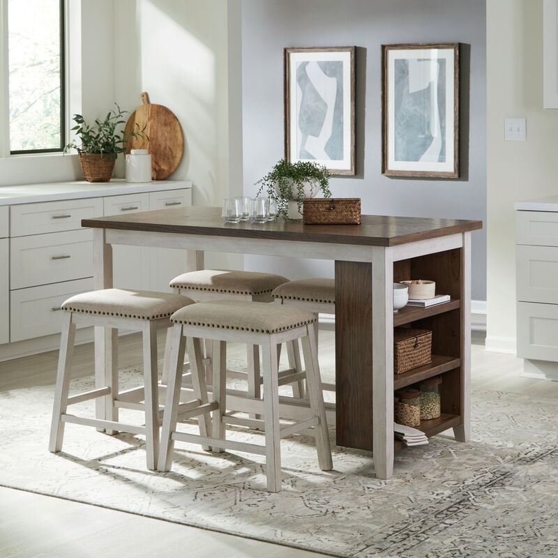 Oak Beige/Brown Two-Tone 5-Piece Dining Room Set