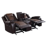 Briscoe Brown Double Glider Reclining Loveseat with Center Console