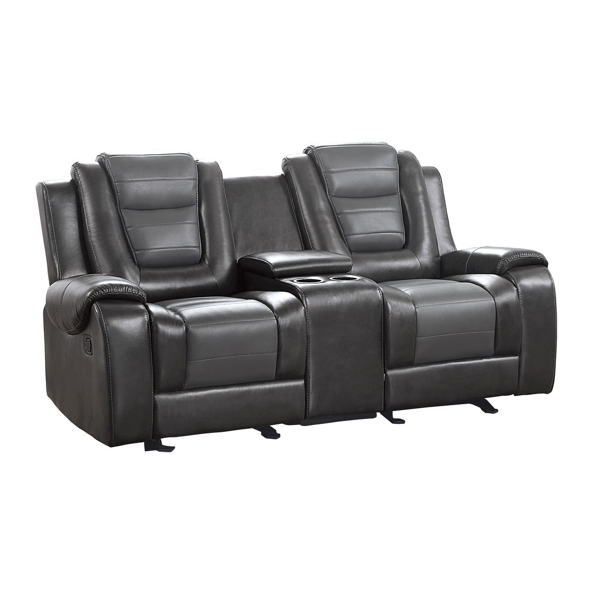 Briscoe Gray Reclining Loveseat With Console