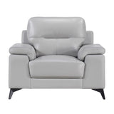 Mischa Silver Grain Top Grain Leather Living Room Set by Homelegance at Eve Furniture