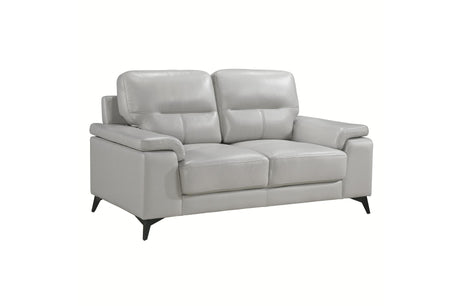Mischa Silver Grain Top Grain Leather Living Room Set by Homelegance at Eve Furniture