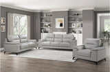 Mischa Silver Grain Top Grain Leather Living Room Set by Homelegance at Eve Furniture