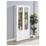 Hawthorne White 4-Shelf Glass Door Tall Cabinet with Drawers by Coaster at Eve Furniture