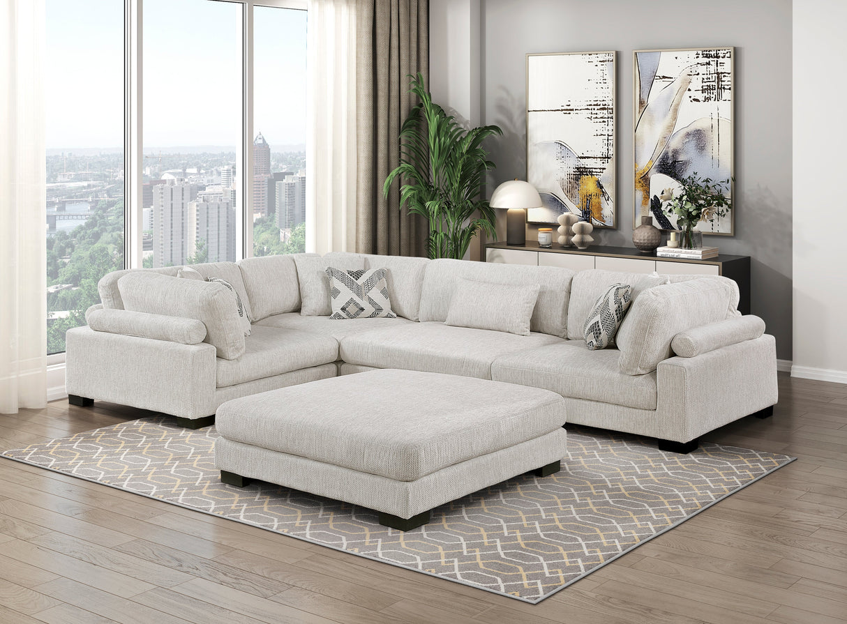 Tinley Beige Ottoman by Homelegance at Eve Furniture