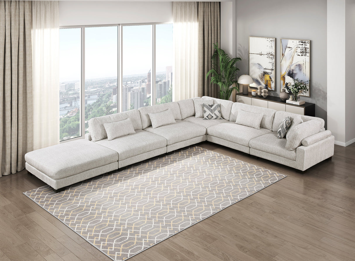 Tinley Beige Ottoman by Homelegance at Eve Furniture