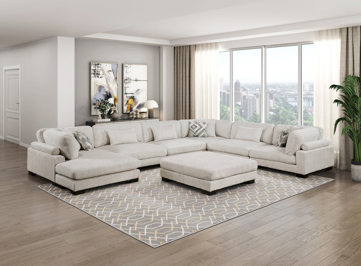Tinley Beige Ottoman by Homelegance at Eve Furniture