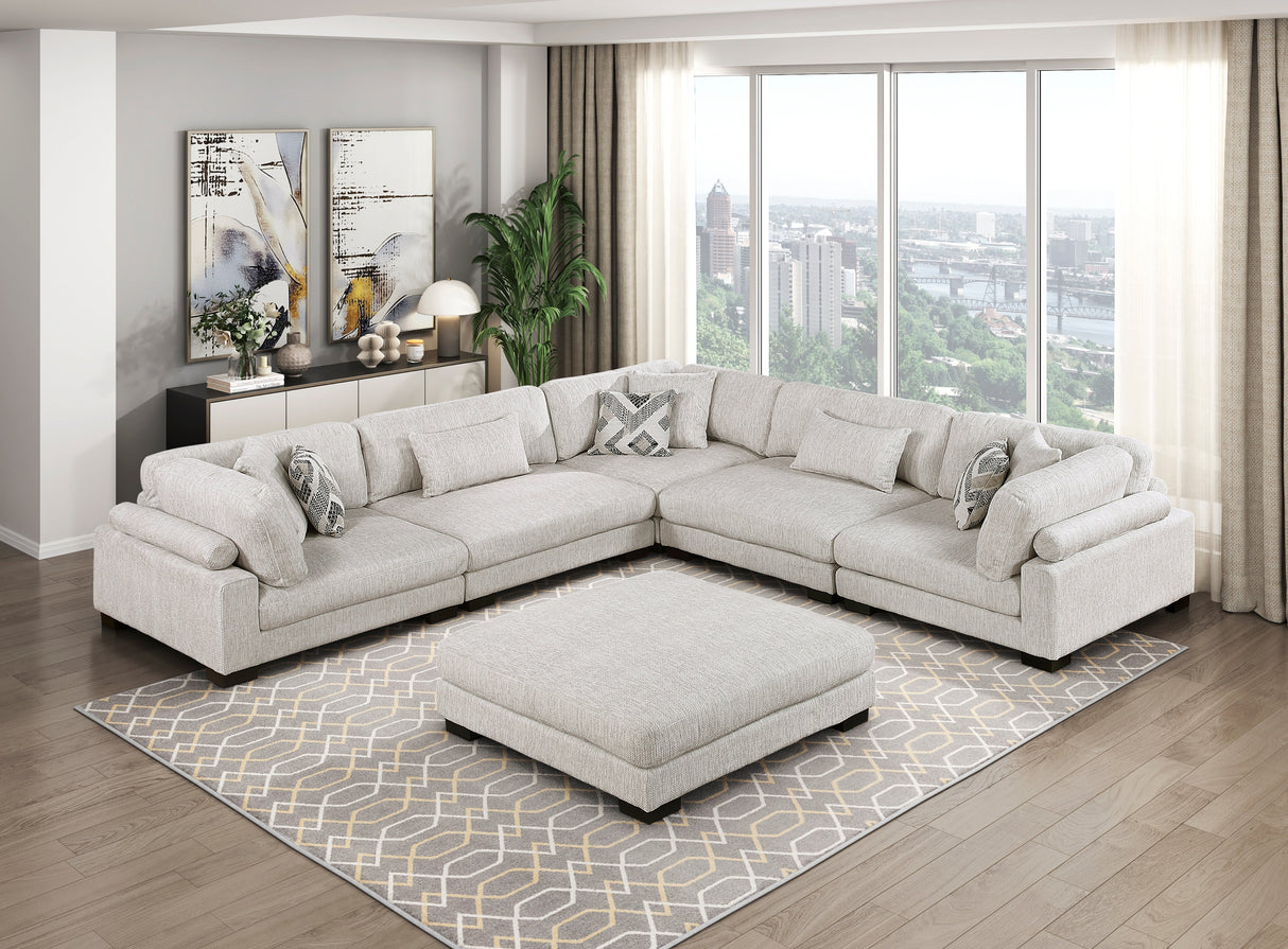 Tinley Beige Ottoman by Homelegance at Eve Furniture