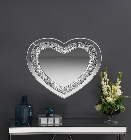 Aiko Silver Heart Shape Wall Mirror by Coaster at Eve Furniture