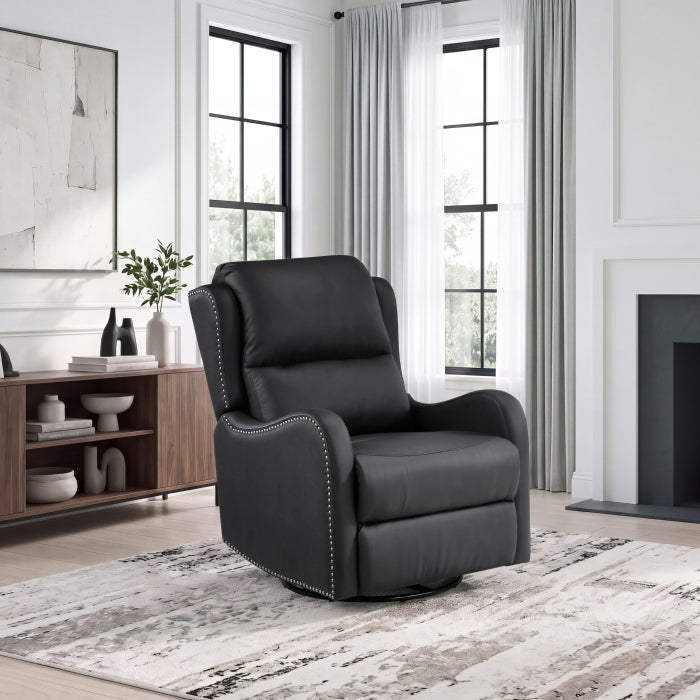 Regent Black Swivel Glider Reclining Chair by Homelegance at Eve Furniture