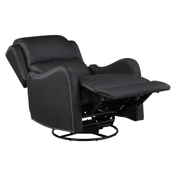 Regent Black Swivel Glider Reclining Chair by Homelegance at Eve Furniture