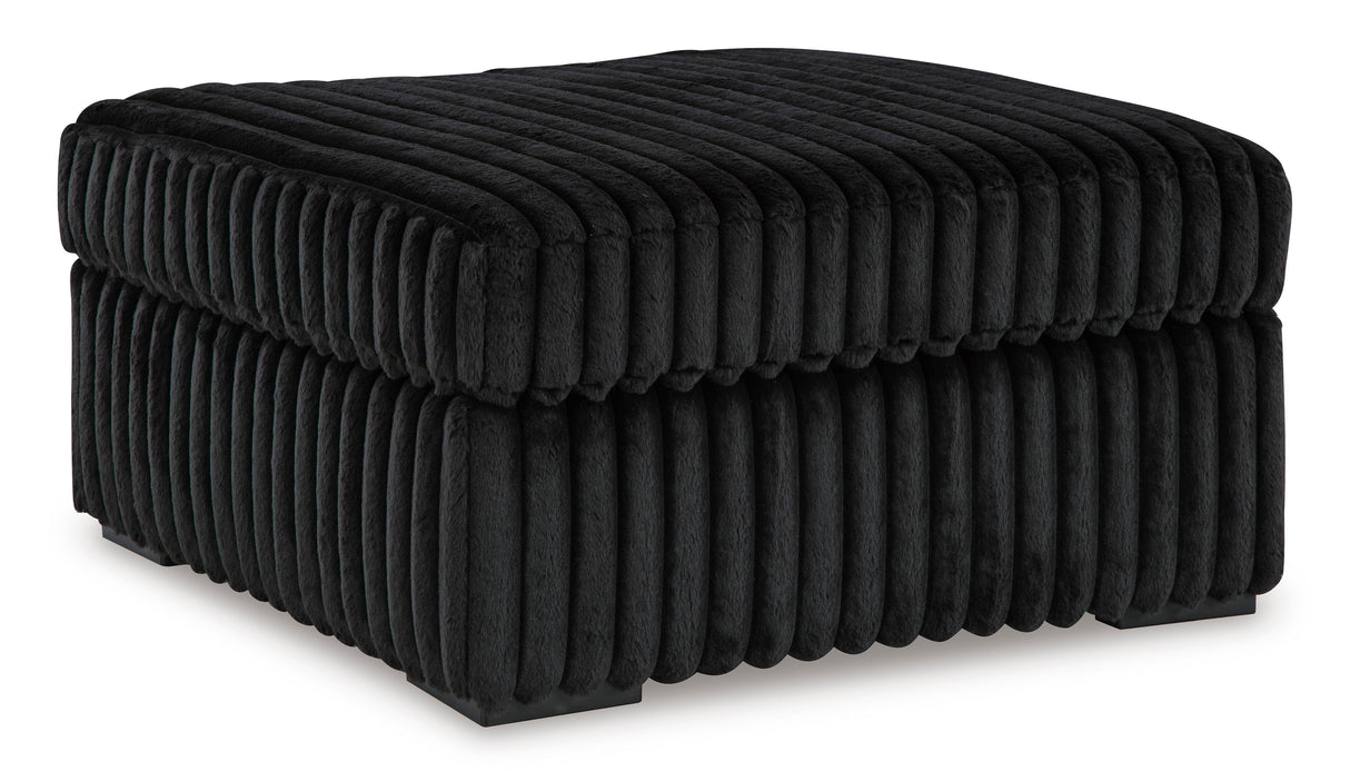 Midnight-Madness 3-Piece Sectional with Ottoman in Onyx