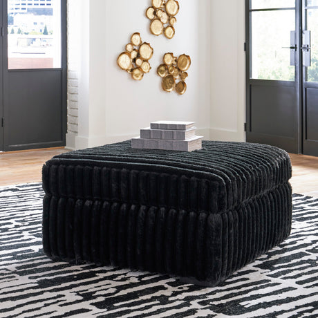 Midnight-Madness 4-Piece Sectional with Ottoman in Onyx