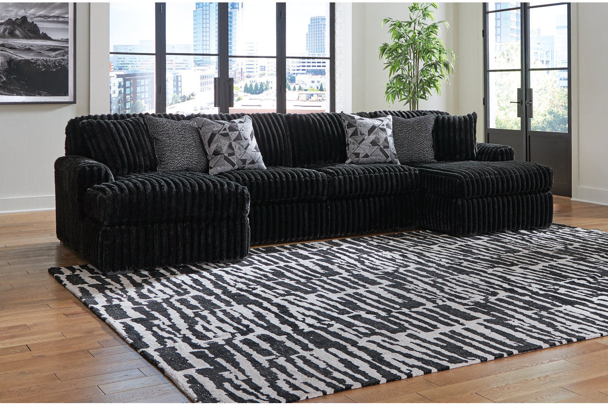 Midnight-Madness Onyx 3-Piece Double Chaise Sectional