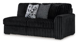 Midnight-Madness 3-Piece Sectional with Ottoman in Onyx