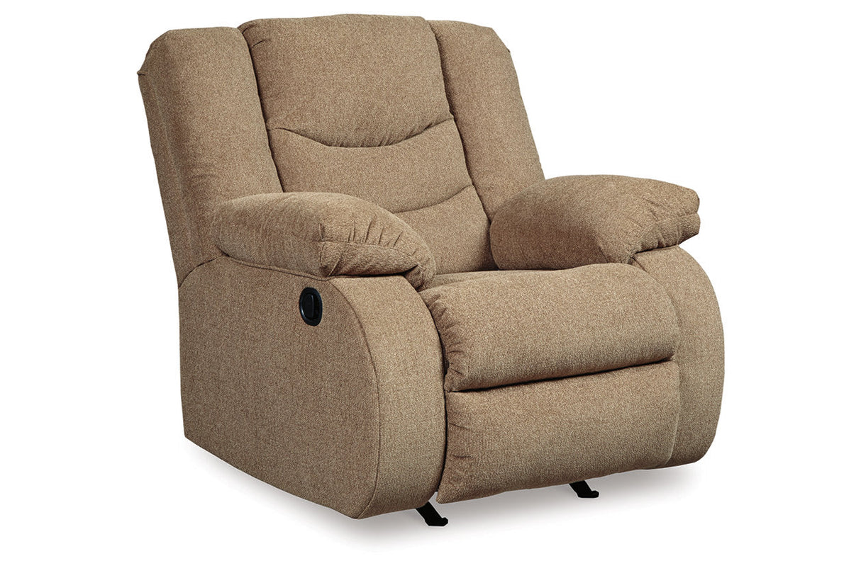 Tulen Mocha Reclining Sofa, Loveseat and Recliner