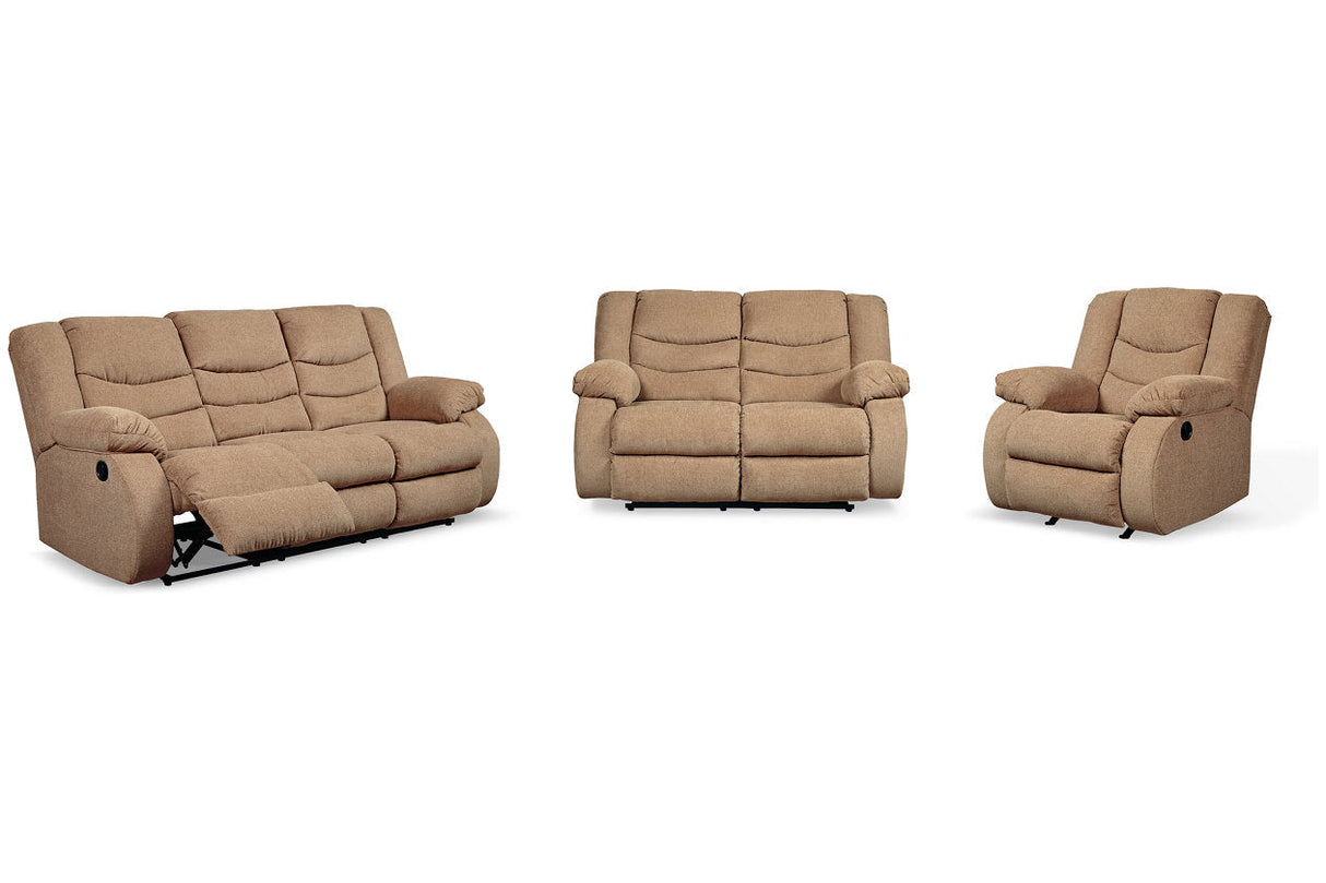 Tulen Mocha Reclining Sofa, Loveseat and Recliner