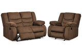 Tulen Chocolate Reclining Loveseat and Recliner