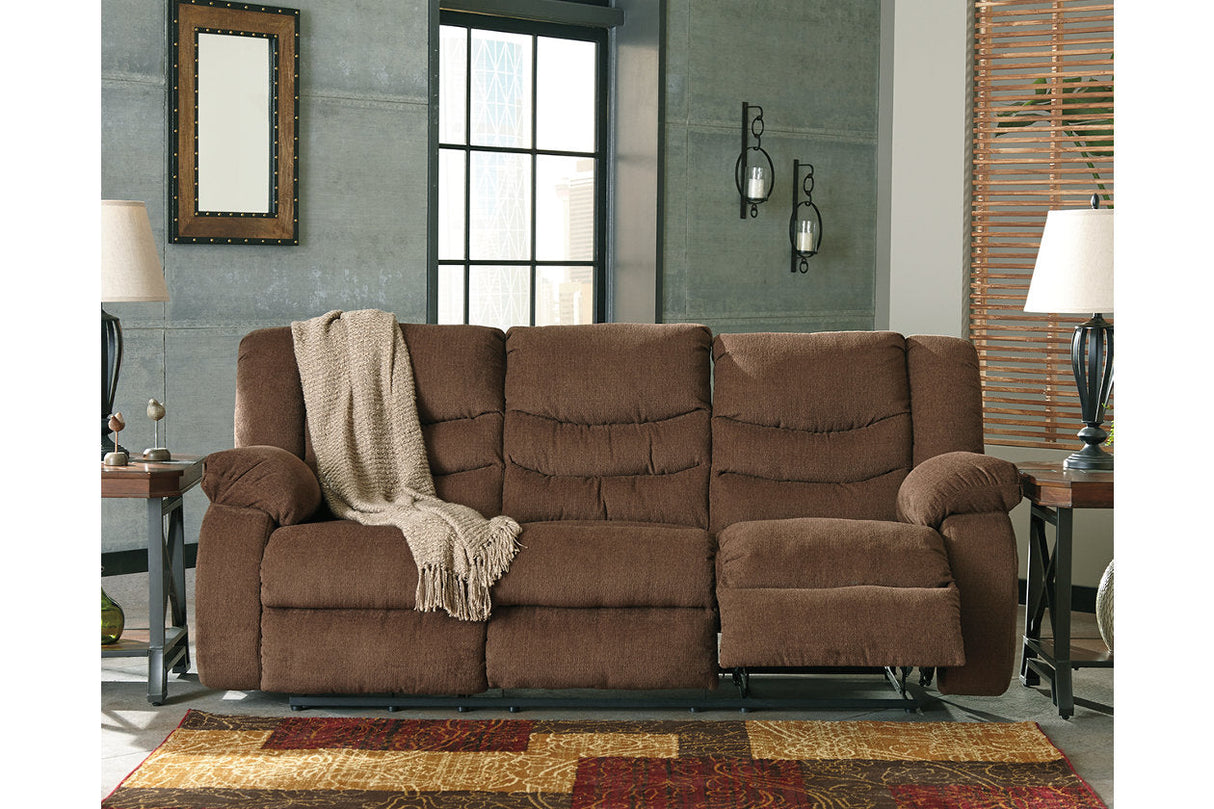 Tulen Chocolate Reclining Sofa and Loveseat