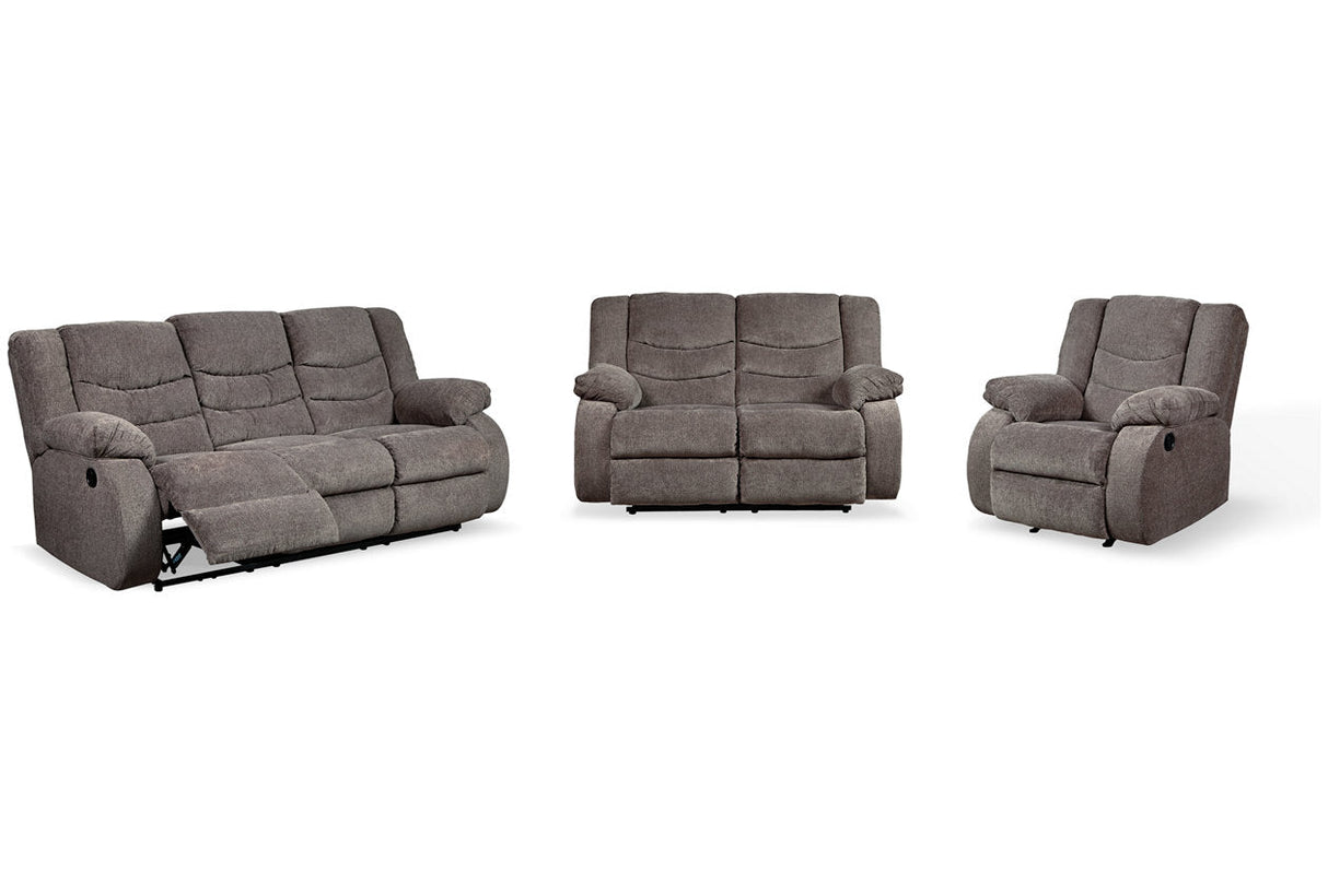 Tulen Gray Reclining Sofa, Loveseat and Recliner