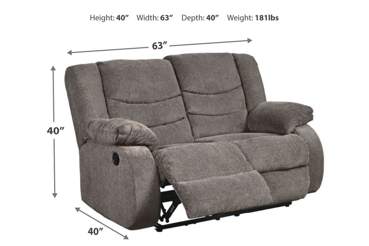 Tulen Gray Reclining Loveseat