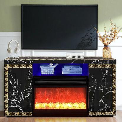 Versa Black TV Stand with Fireplace by New Era Innovations at Eve Furniture