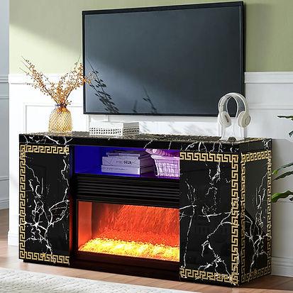 Versa Black TV Stand with Fireplace by New Era Innovations at Eve Furniture