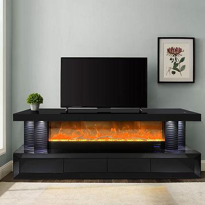 Havana Black TV Stand with Fireplace by New Era Innovations at Eve Furniture