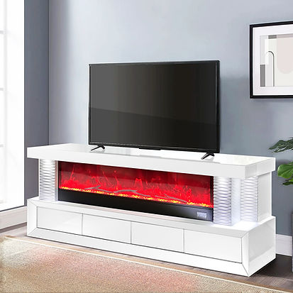 Havana White TV Stand with Fireplace by New Era Innovations at Eve Furniture