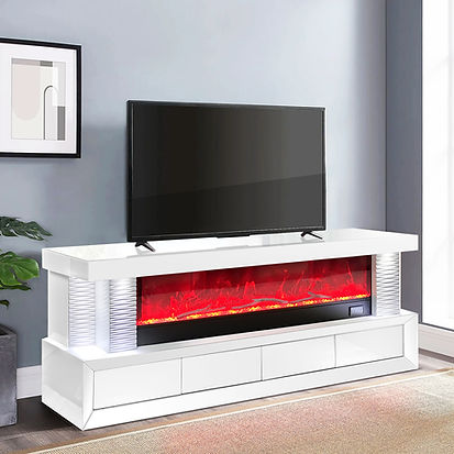 Havana White TV Stand with Fireplace by New Era Innovations at Eve Furniture