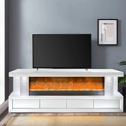 Havana White TV Stand with Fireplace by New Era Innovations at Eve Furniture