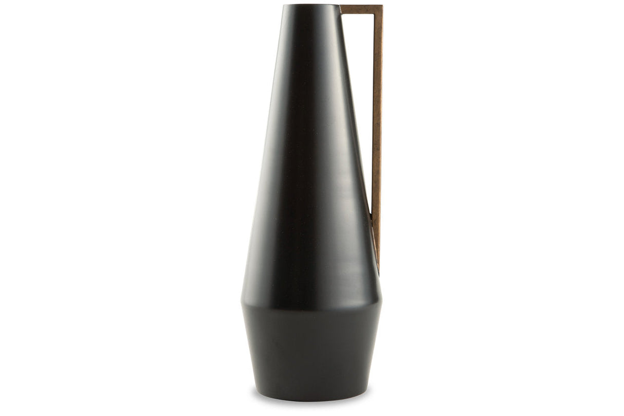 Pouderbell Black/Gold Finish Vase