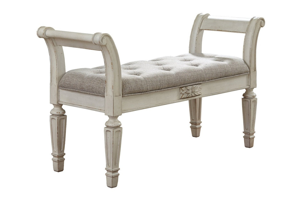 Realyn Antique White Accent Bench