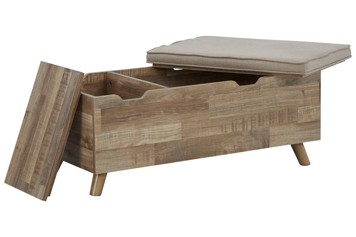 Gerdanet Beige/Brown Storage Bench