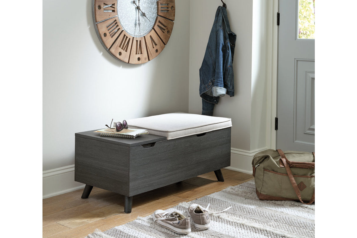 Yarlow Linen/Gray Storage Bench